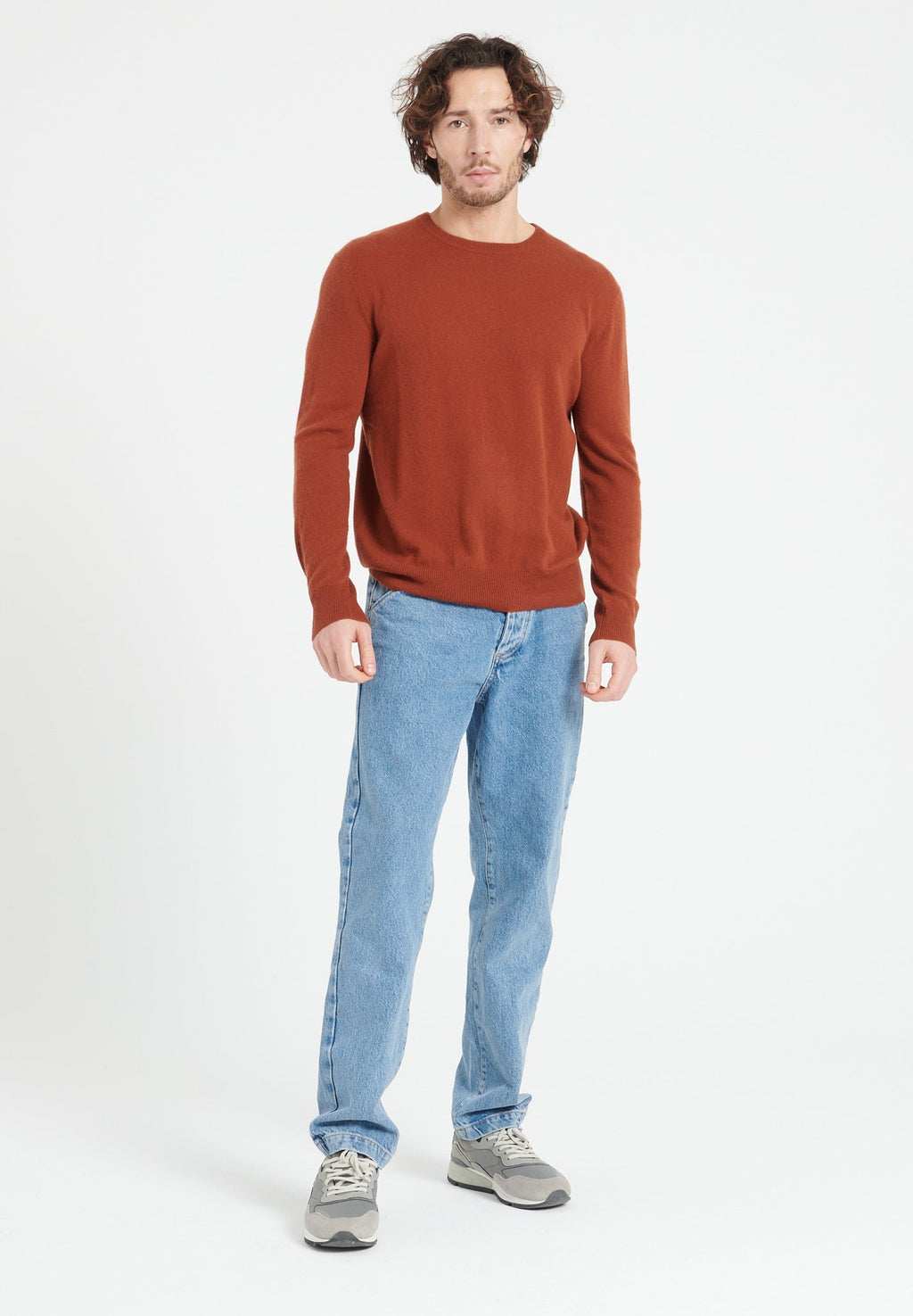 LUKE 2 Round-neck cashmere sweater in terracotta