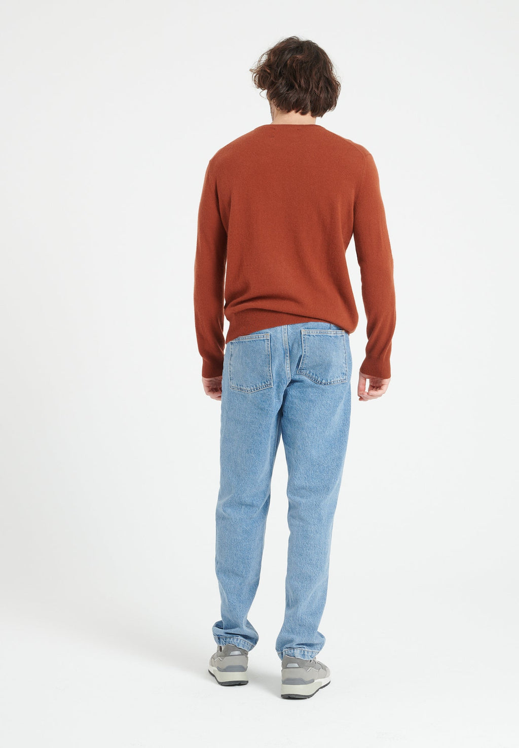 LUKE 2 Round-neck cashmere sweater in terracotta