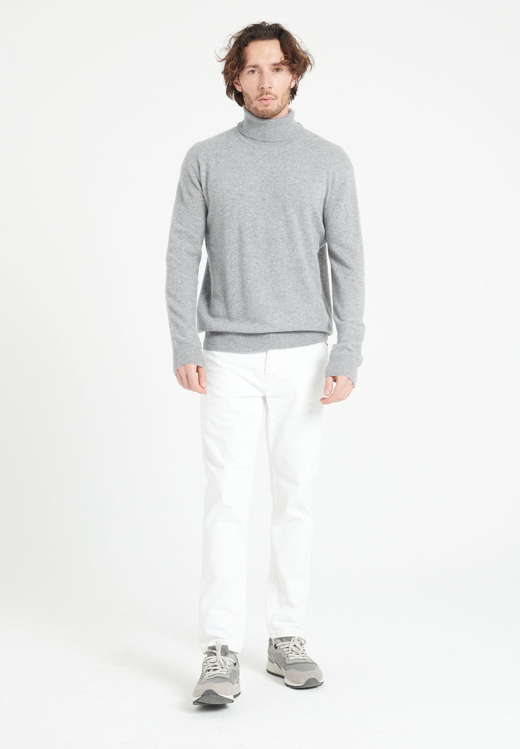 LUKE 3 Light grey cashmere turtleneck sweater