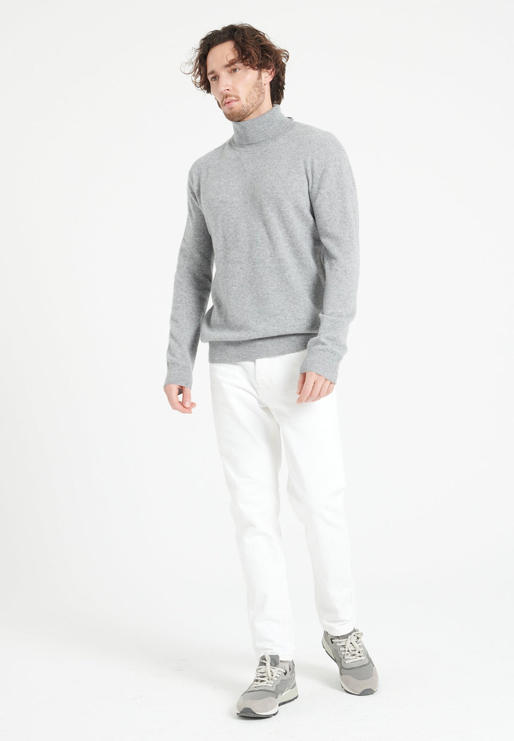 LUKE 3 Light grey cashmere turtleneck sweater