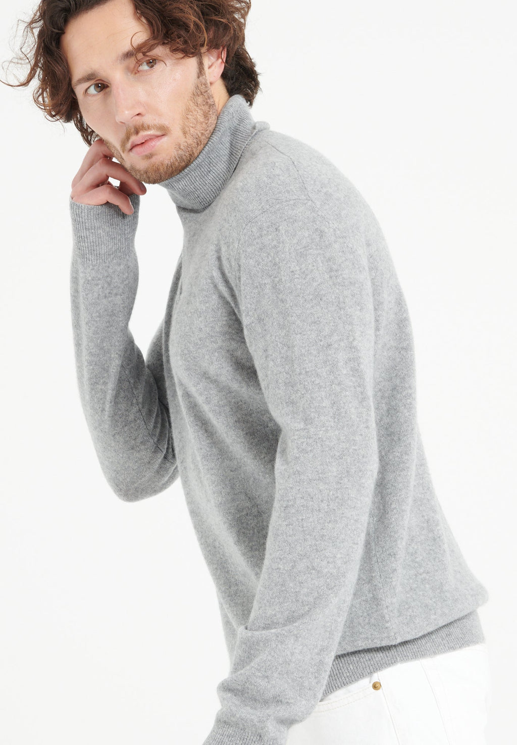 LUKE 3 Light grey cashmere turtleneck sweater