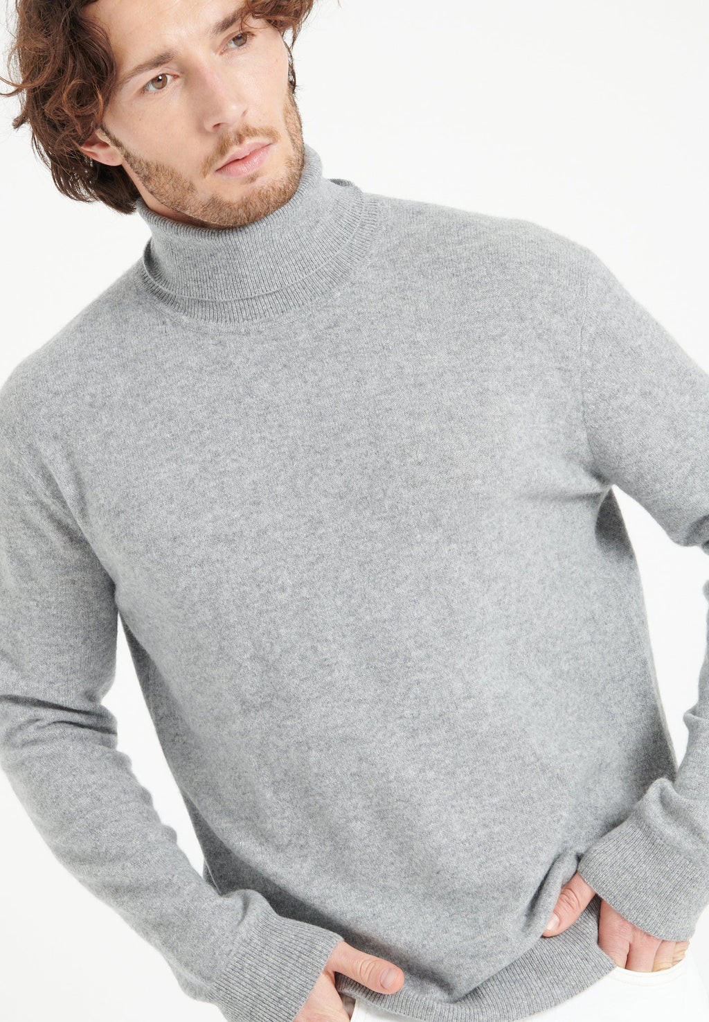 LUKE 3 Light grey cashmere turtleneck sweater