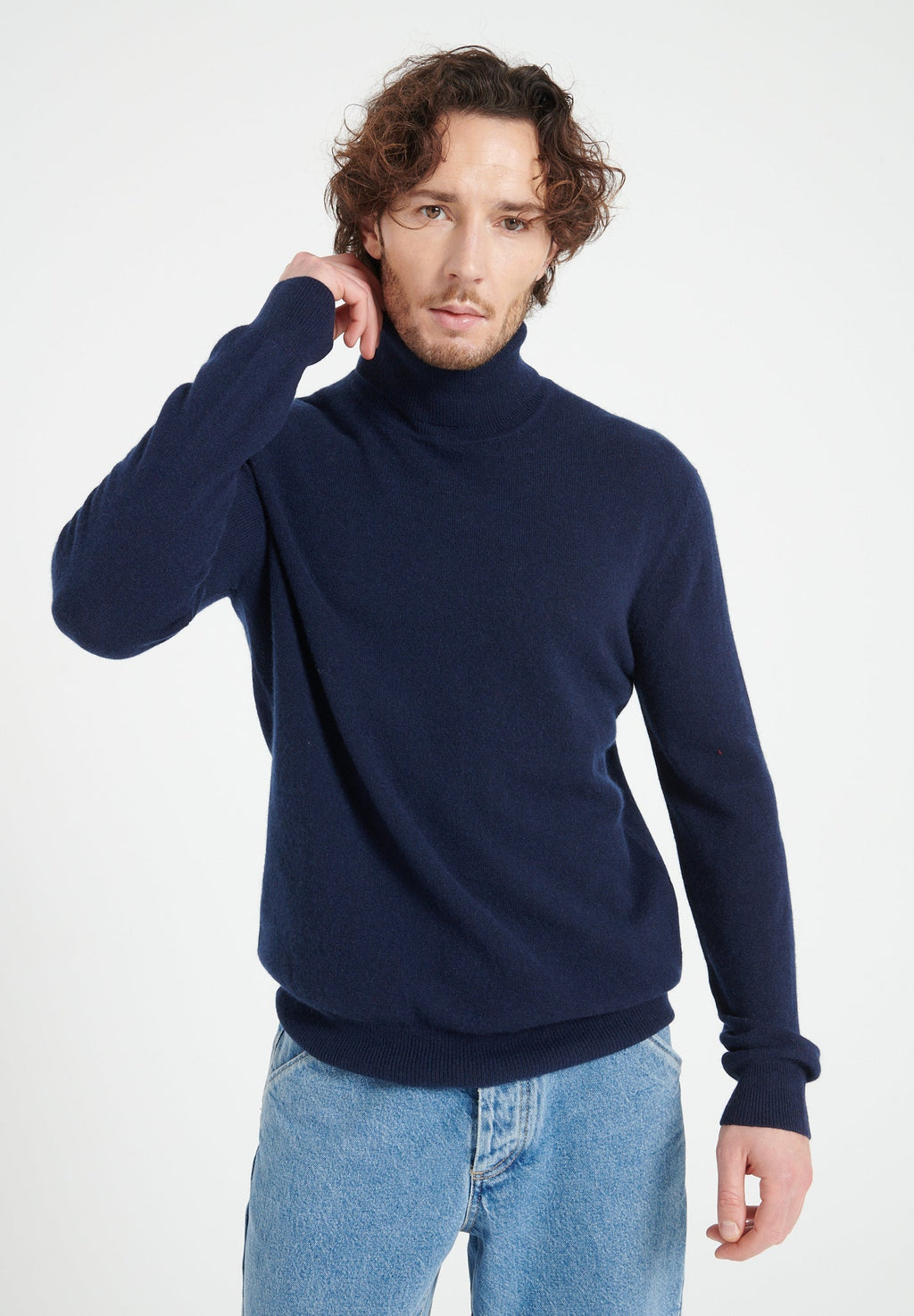 LUKE 3 Cashmere turtleneck sweater navy blue