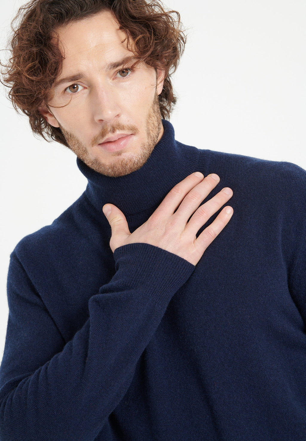 LUKE 3 Cashmere turtleneck sweater navy blue