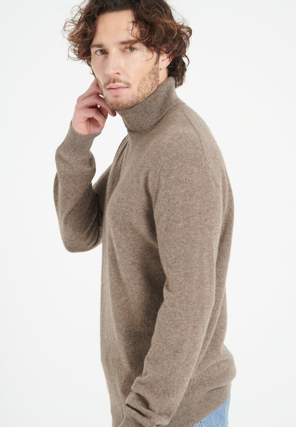 LUKE 3 Cashmere turtleneck sweater in taupe