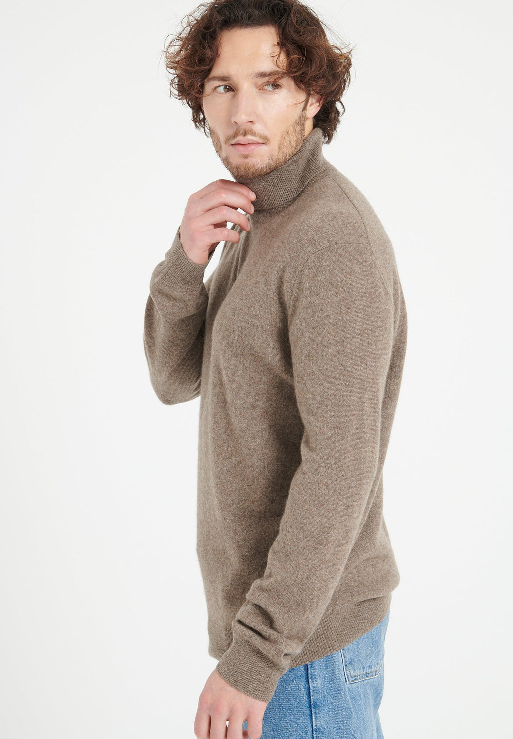 LUKE 3 Cashmere turtleneck sweater in taupe