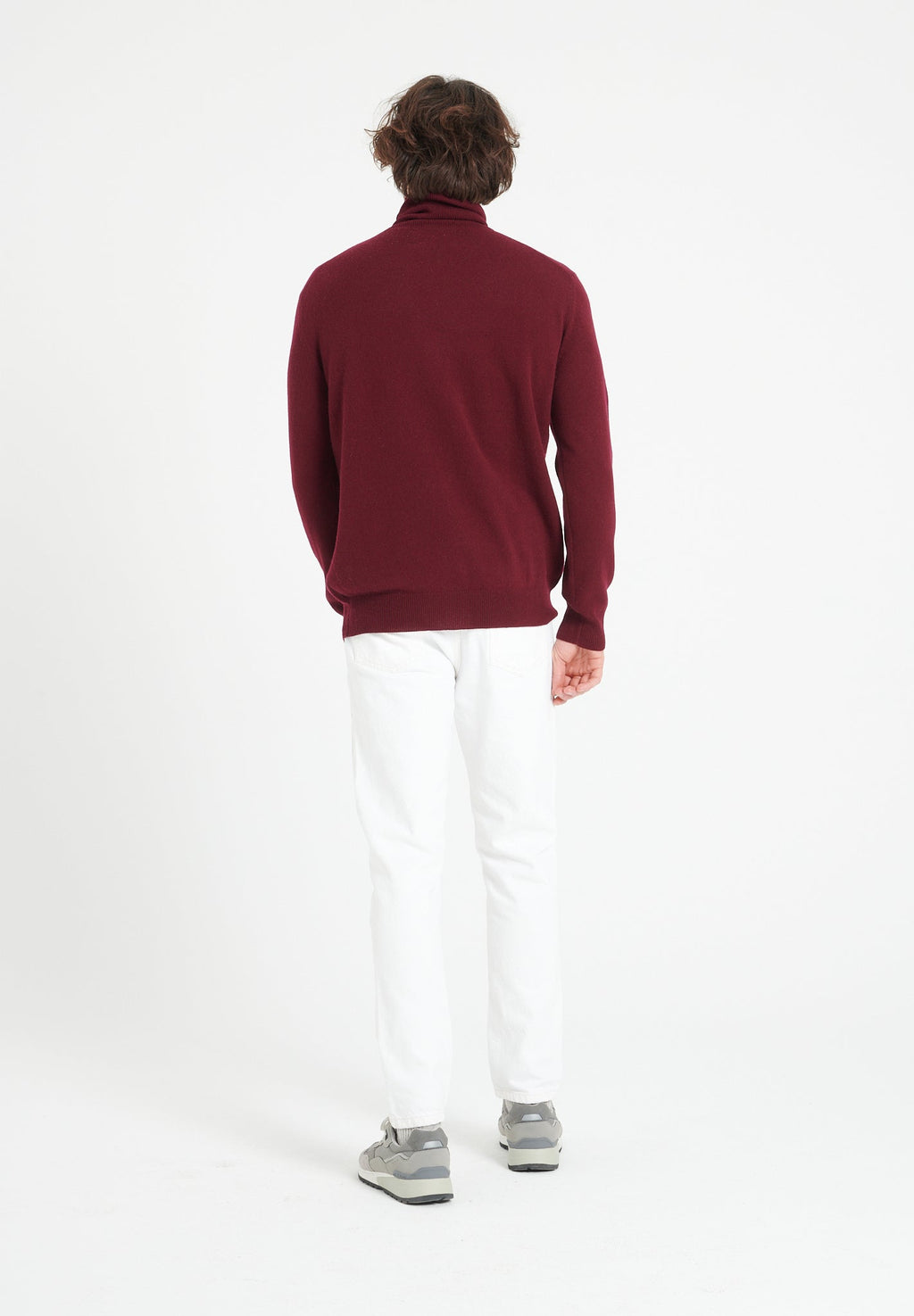 LUKE 3 Cashmere turtleneck sweater in burgundy red