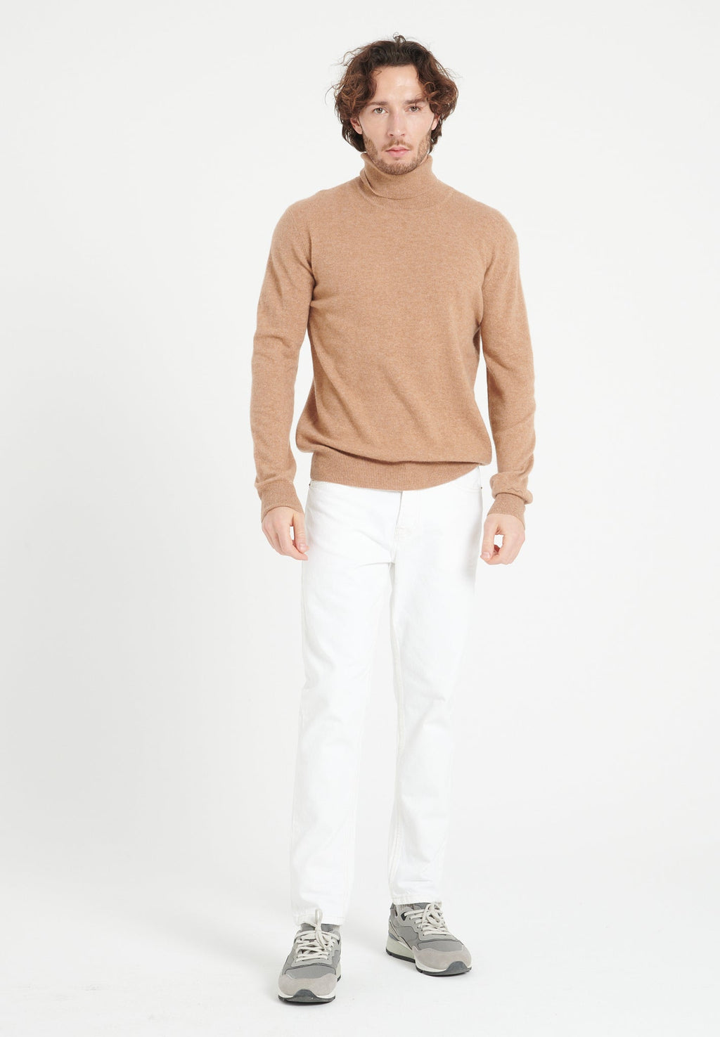 LUKE 3 Camel cashmere turtleneck sweater