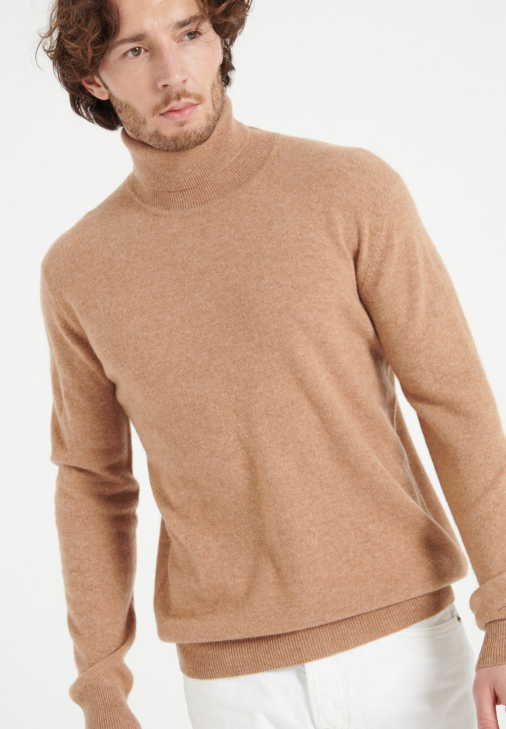 LUKE 3 Camel cashmere turtleneck sweater