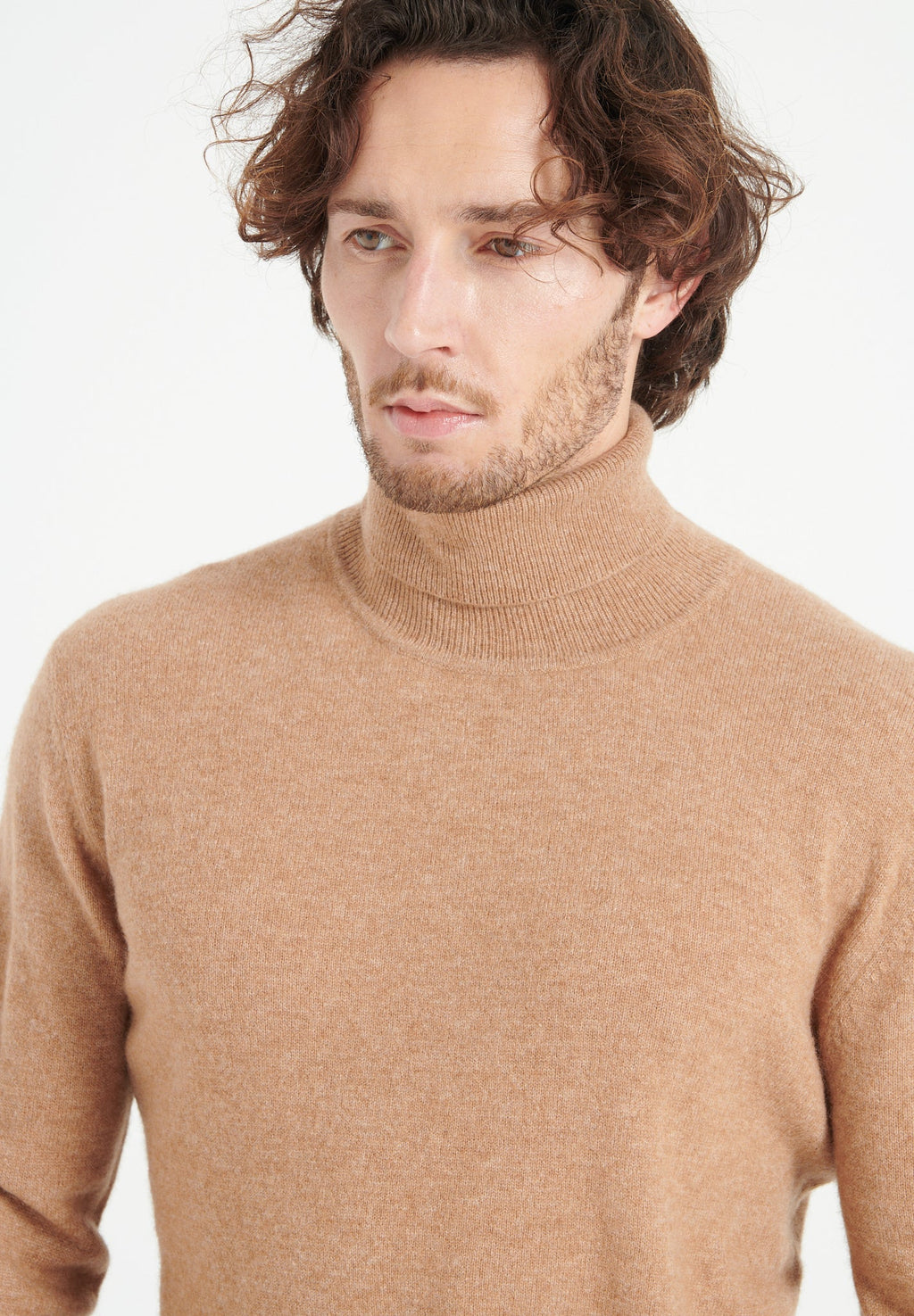 LUKE 3 Camel cashmere turtleneck sweater