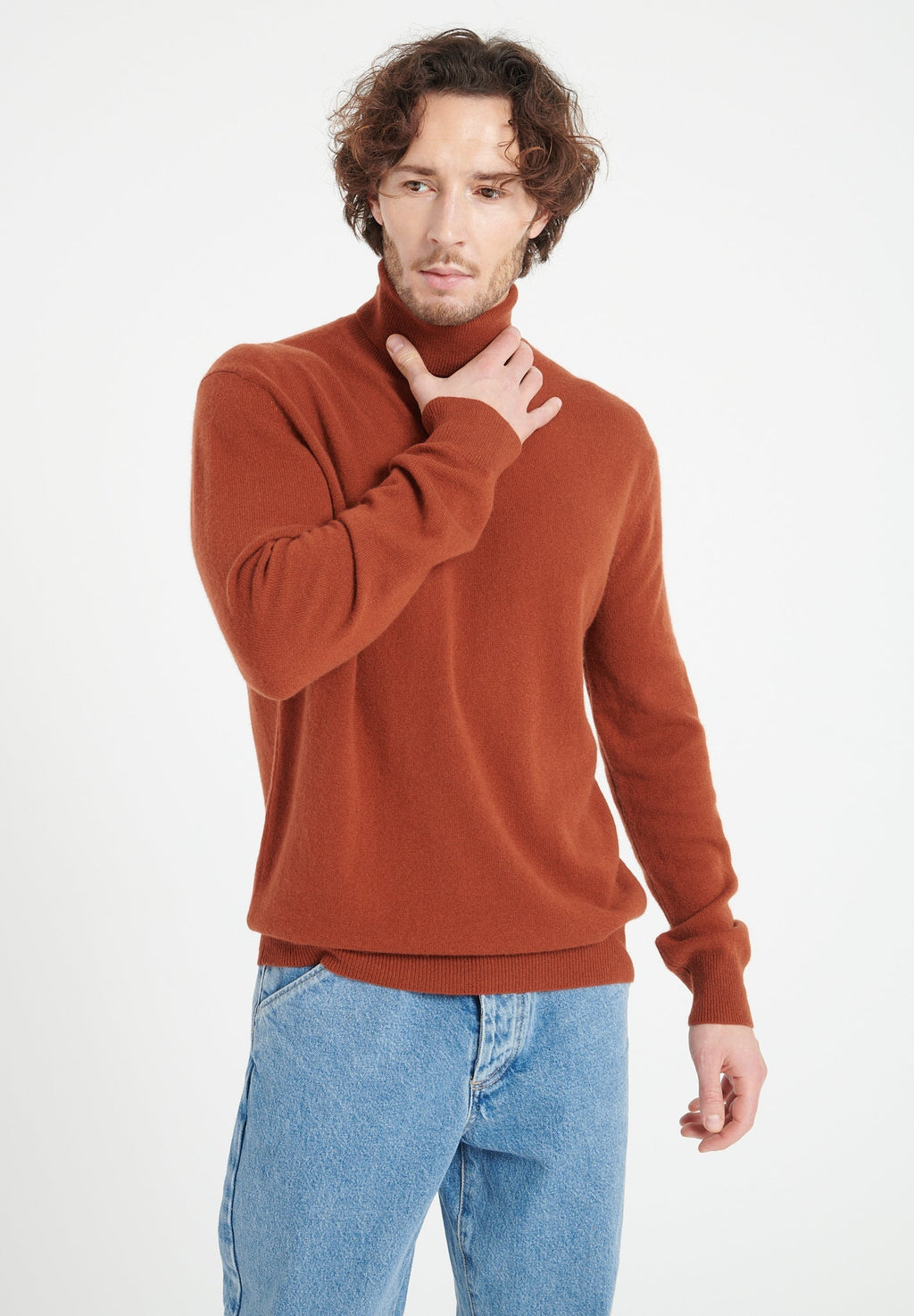 LUKE 3 Cashmere turtleneck sweater terracotta