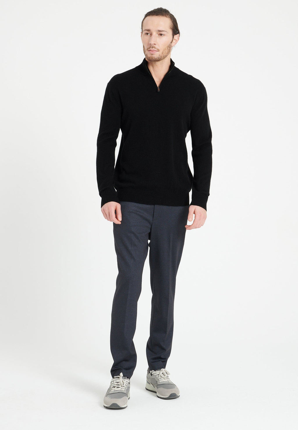 LUKE 4 Black cashmere trucker sweater