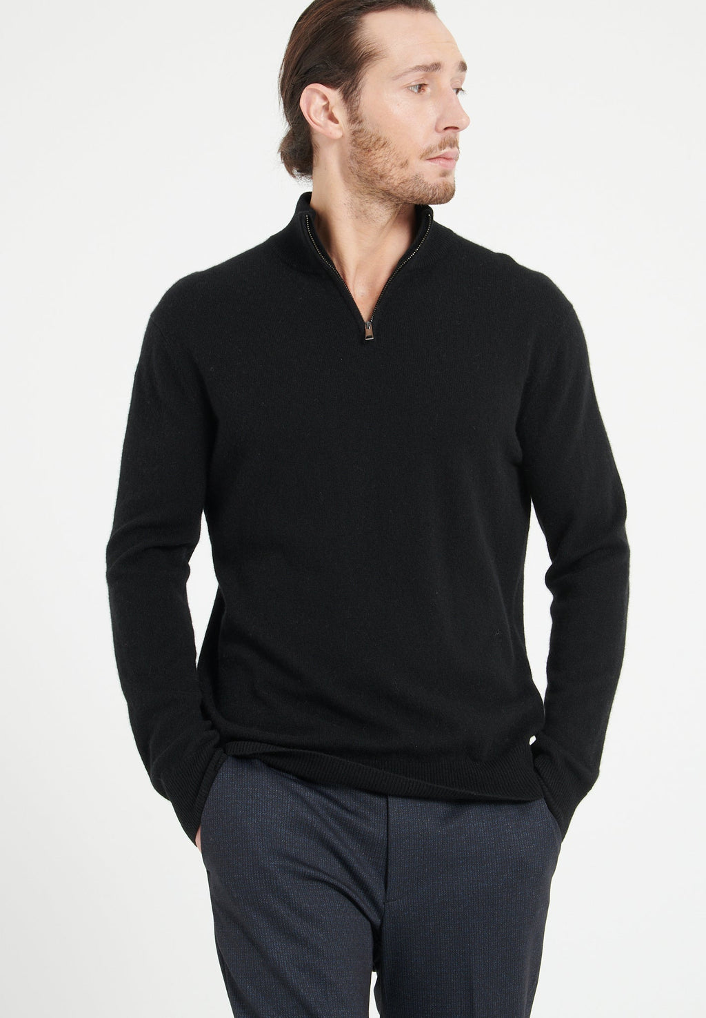 LUKE 4 Black cashmere trucker sweater