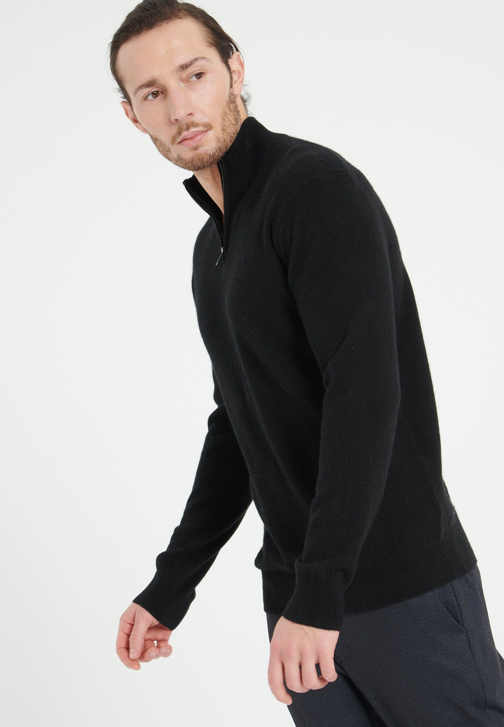 LUKE 4 Black cashmere trucker sweater