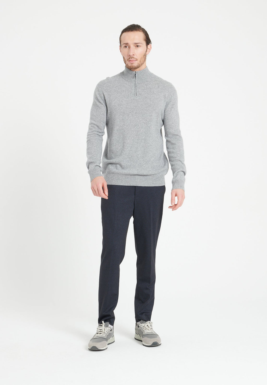 LUKE 4 Light grey cashmere trucker sweater