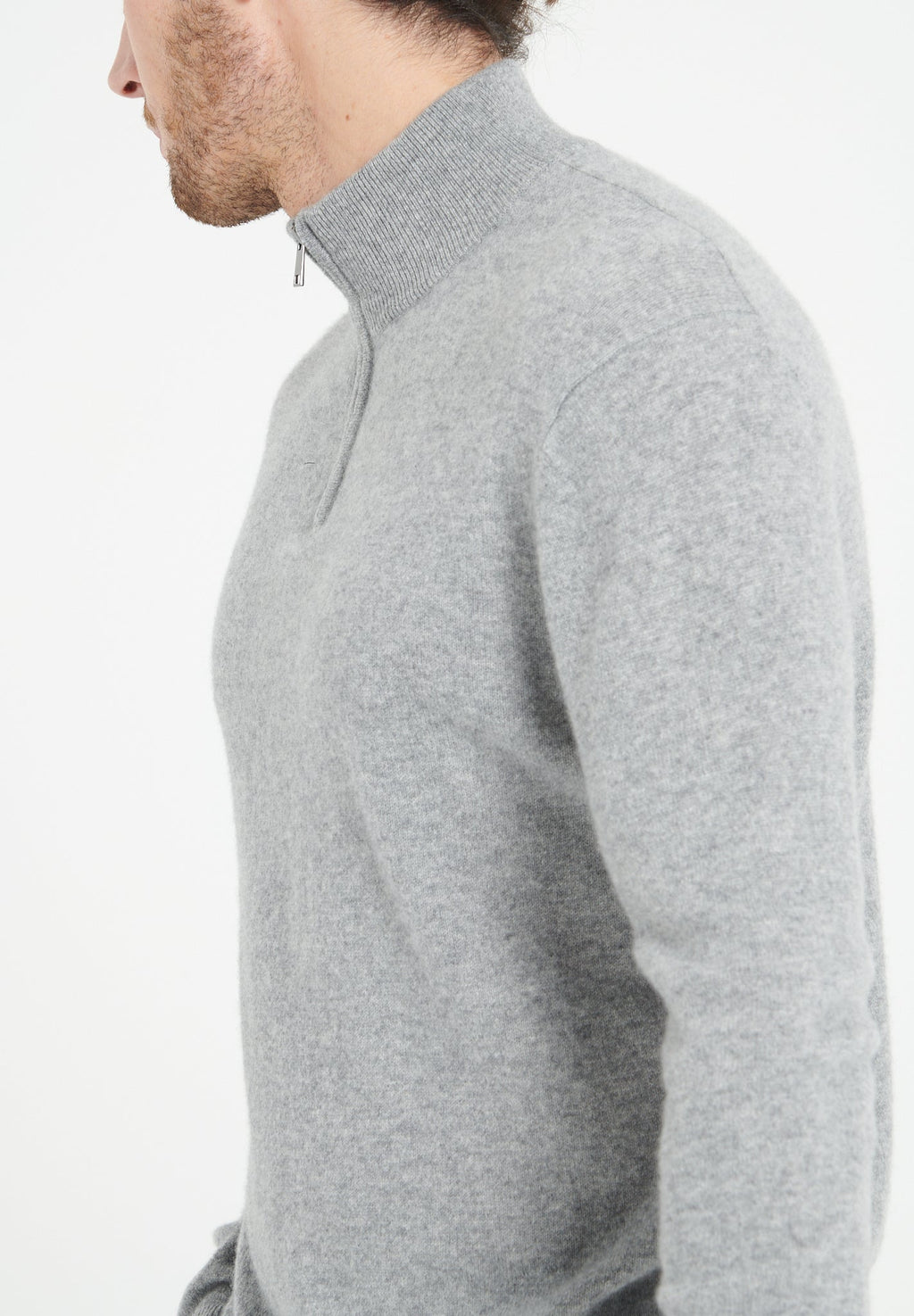 LUKE 4 Light grey cashmere trucker sweater