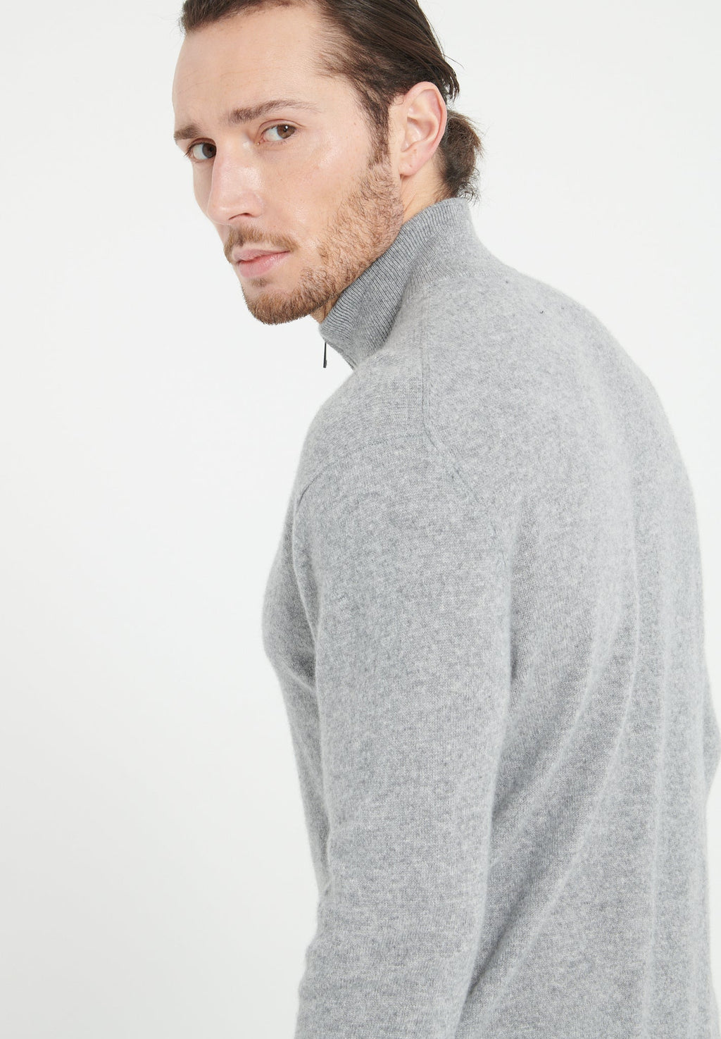 LUKE 4 Light grey cashmere trucker sweater