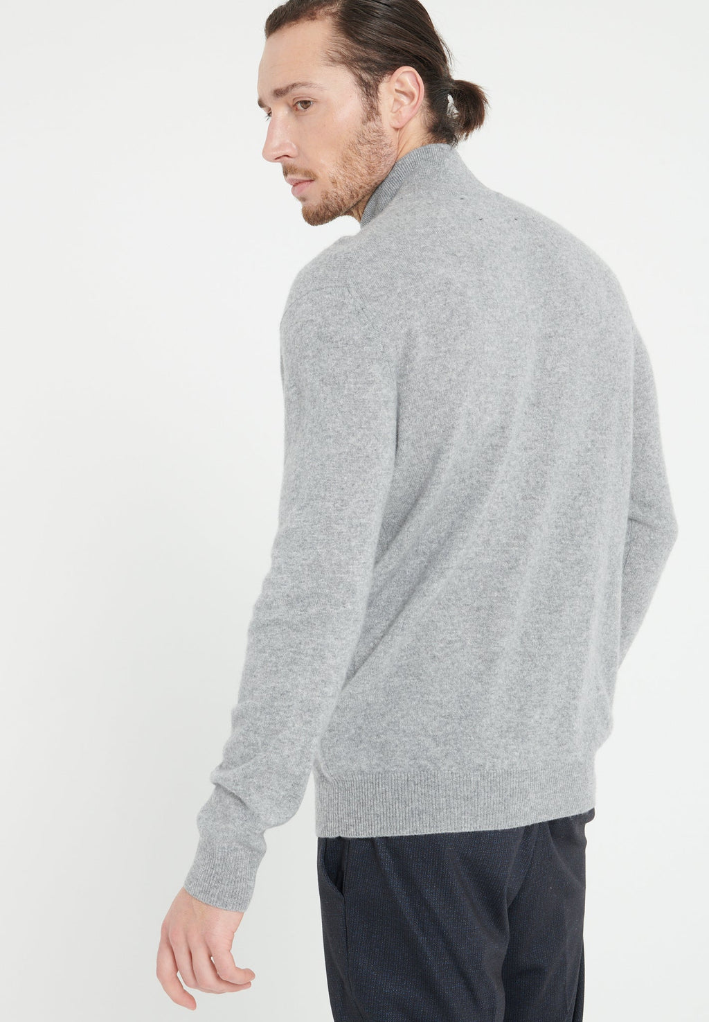 LUKE 4 Light grey cashmere trucker sweater