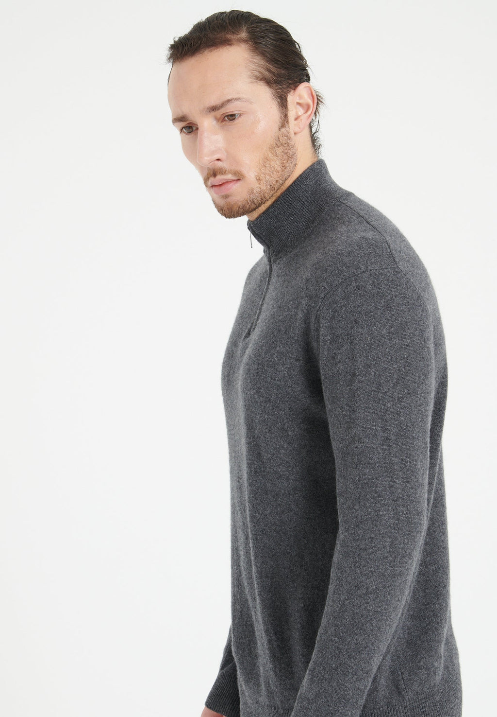 LUKE 4 Charcoal grey cashmere trucker sweater