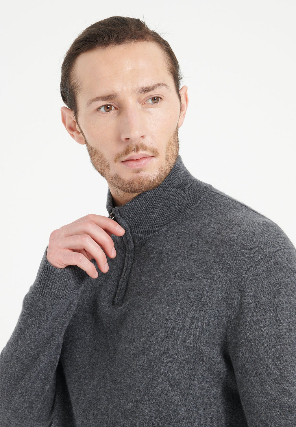 LUKE 4 Charcoal grey cashmere trucker sweater