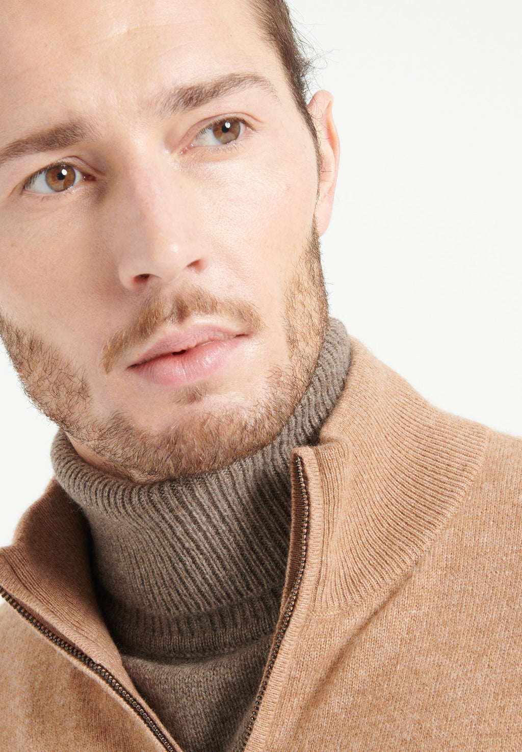 LUKE 4 Camel cashmere trucker sweater