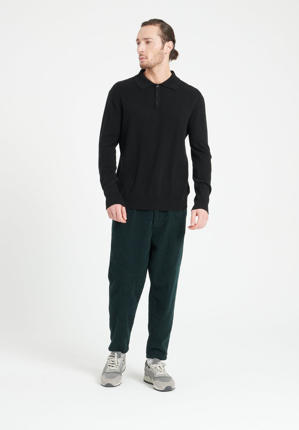 LUKE 5 Long-sleeve polo shirt in black cashmere