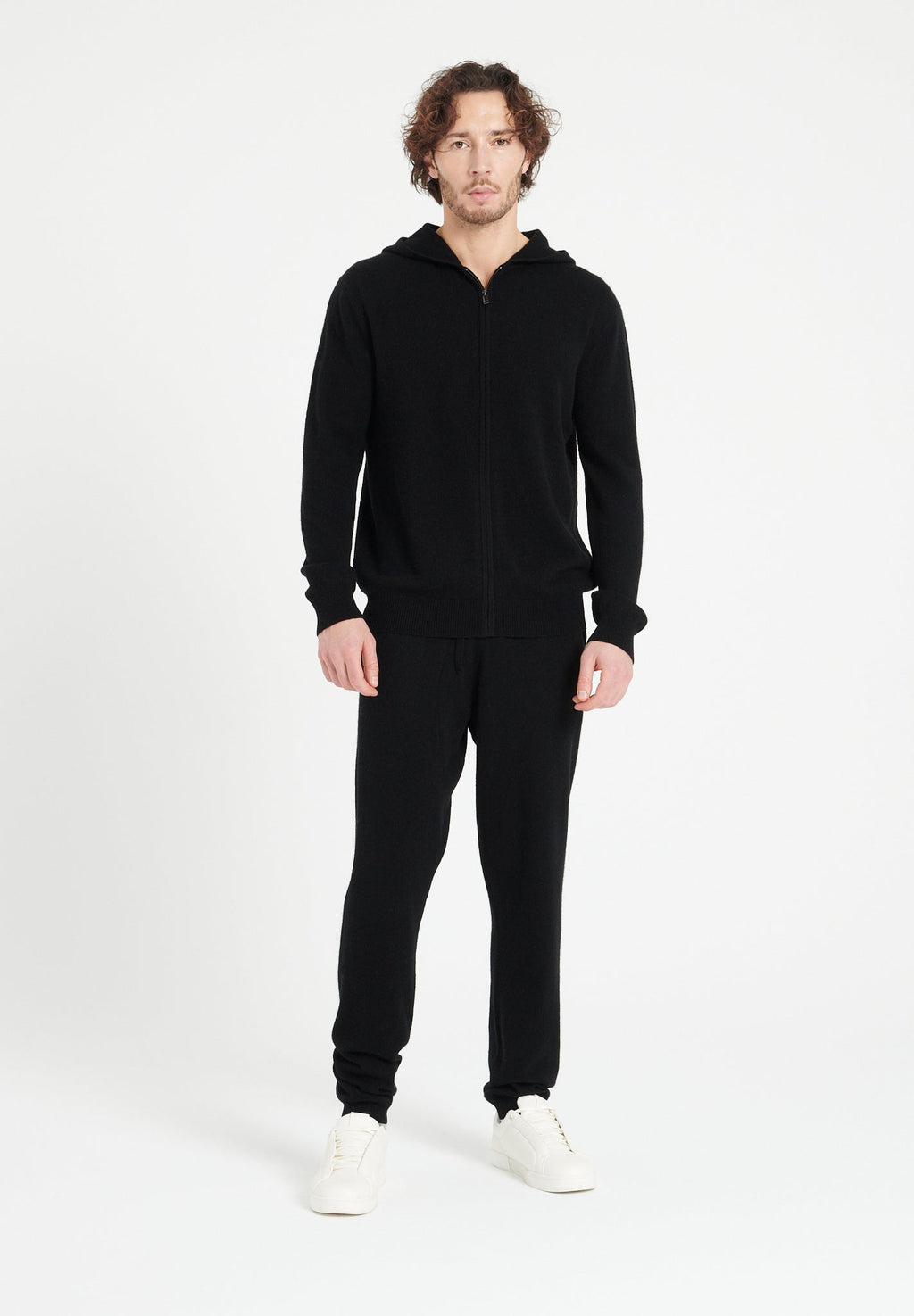 LUKE 6 Black cashmere zip hoodie