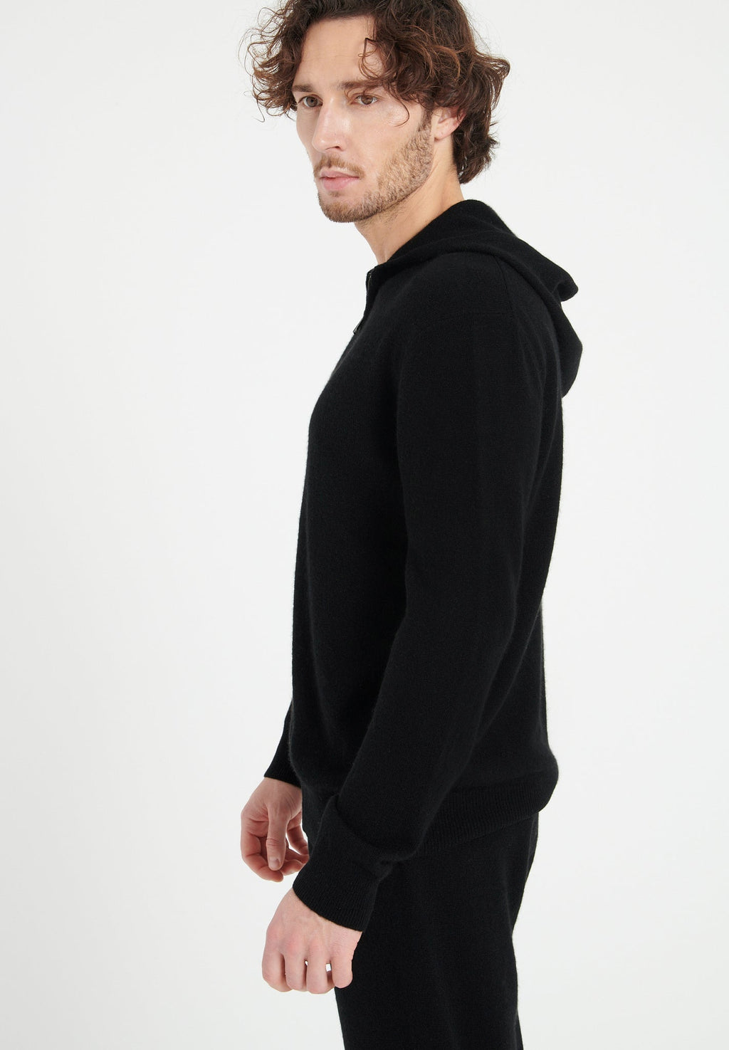 LUKE 6 Black cashmere zip hoodie