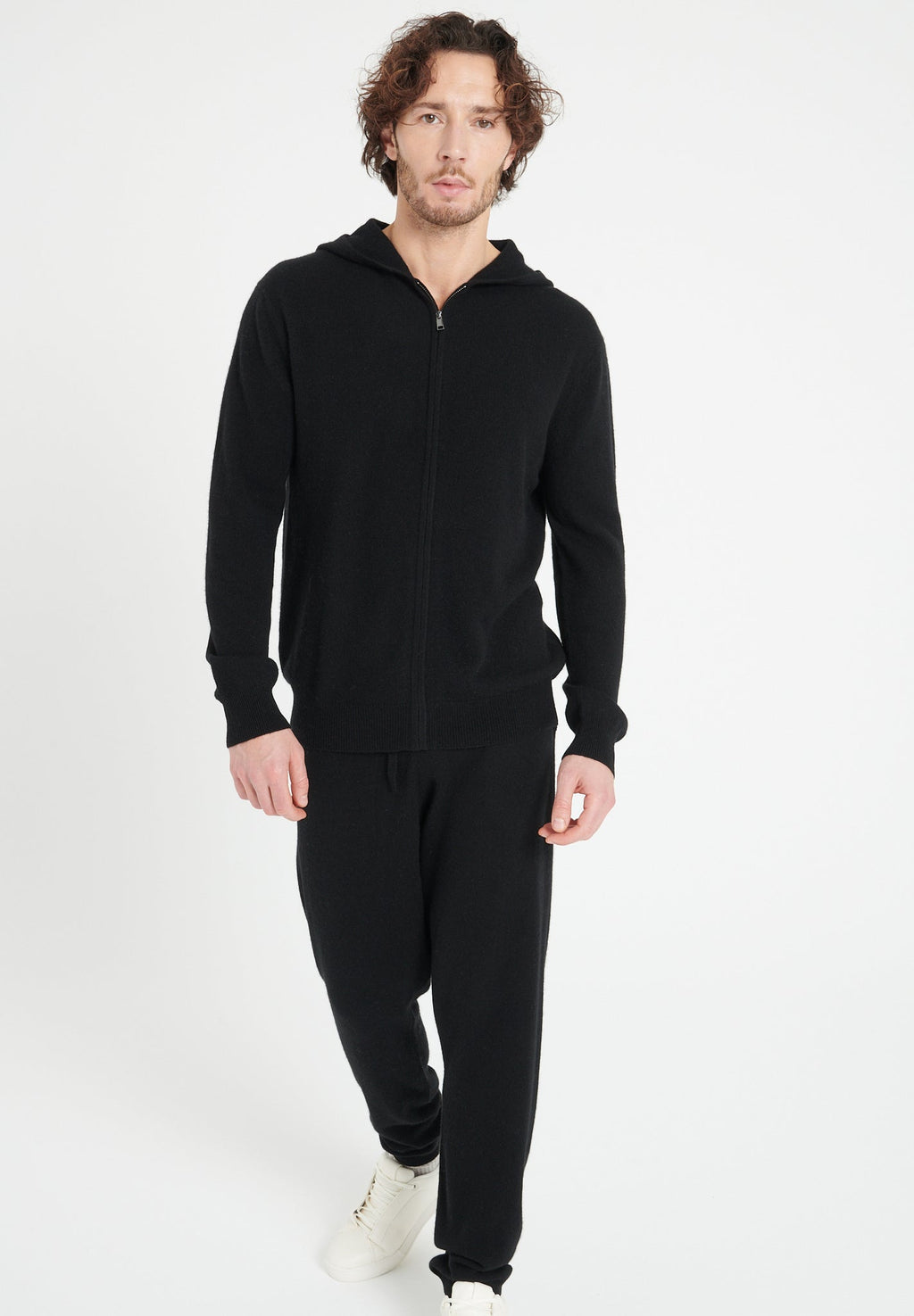 LUKE 6 Black cashmere zip hoodie