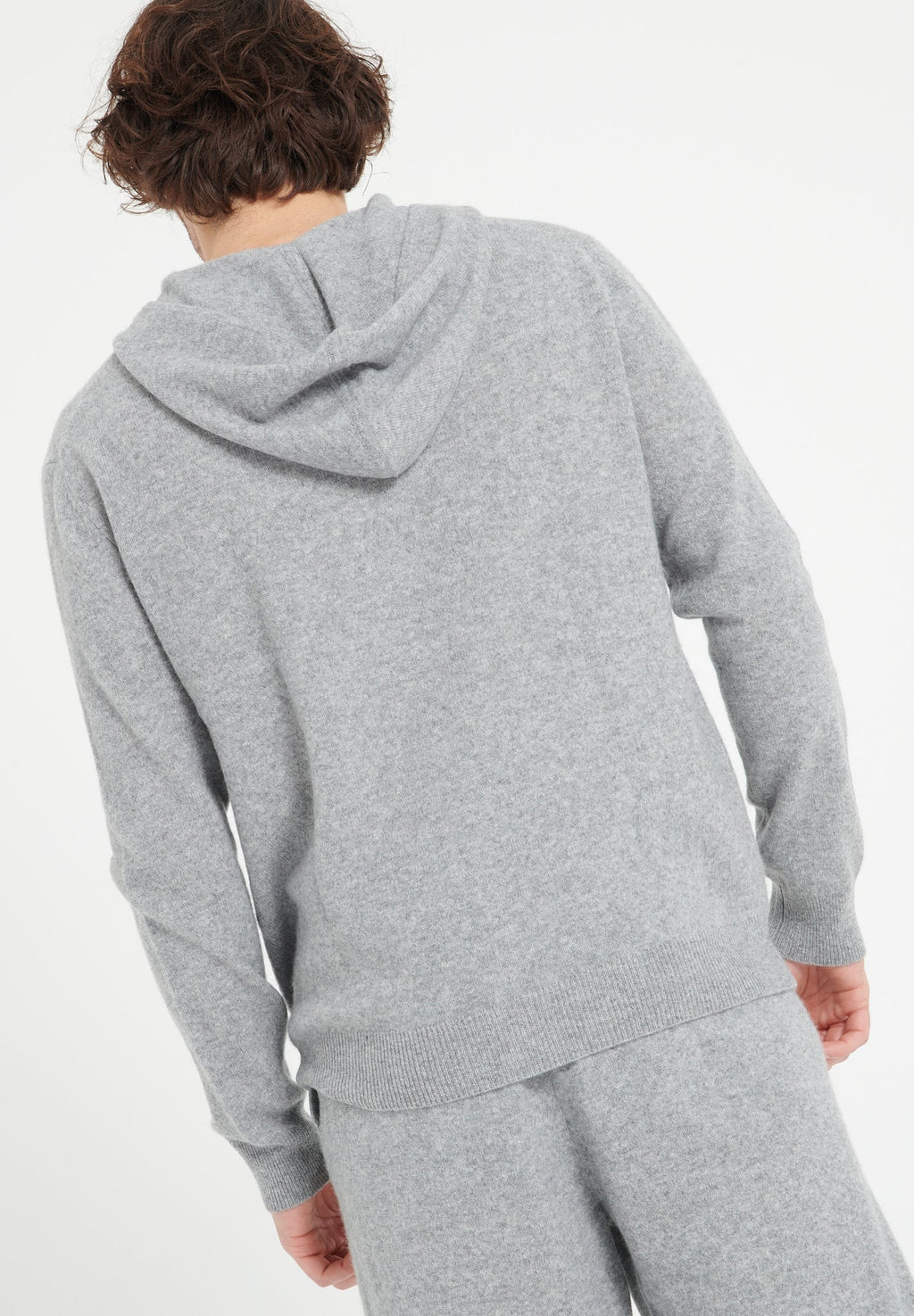 LUKE 6 Light grey cashmere zip hoodie