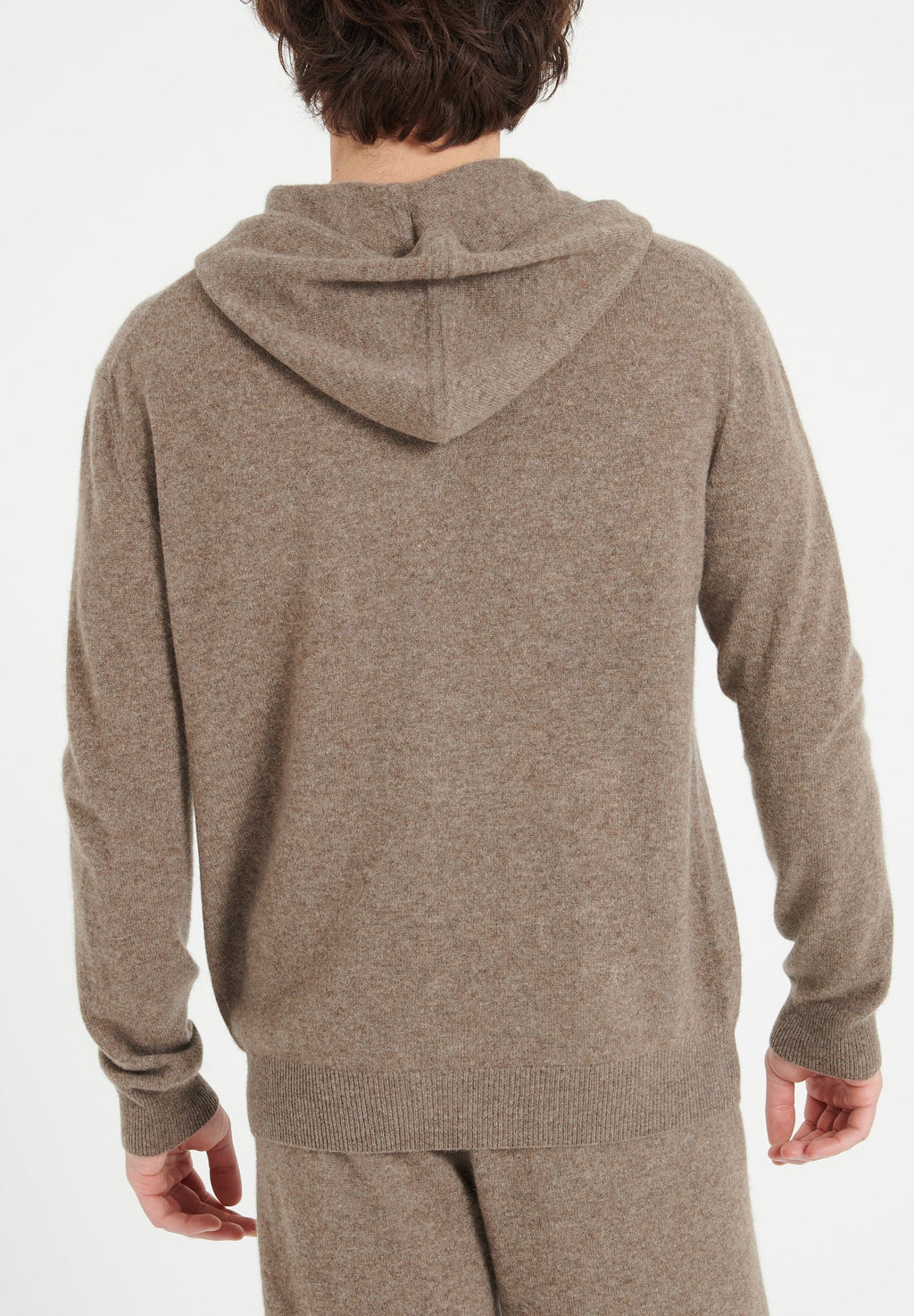 LUKE 6 Taupe cashmere zip hoodie