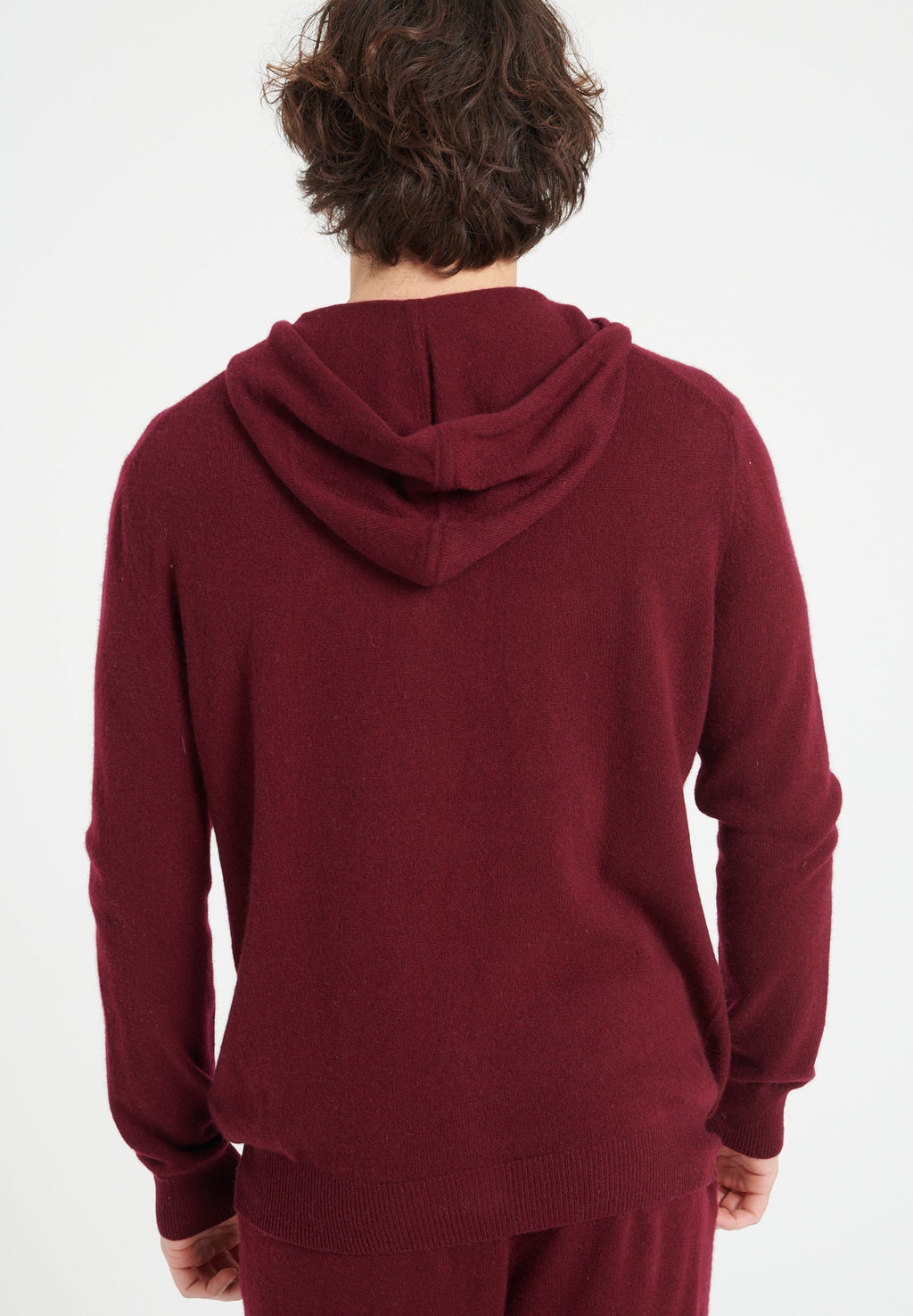 LUKE 6 Zipped cashmere hoodie burgundy red