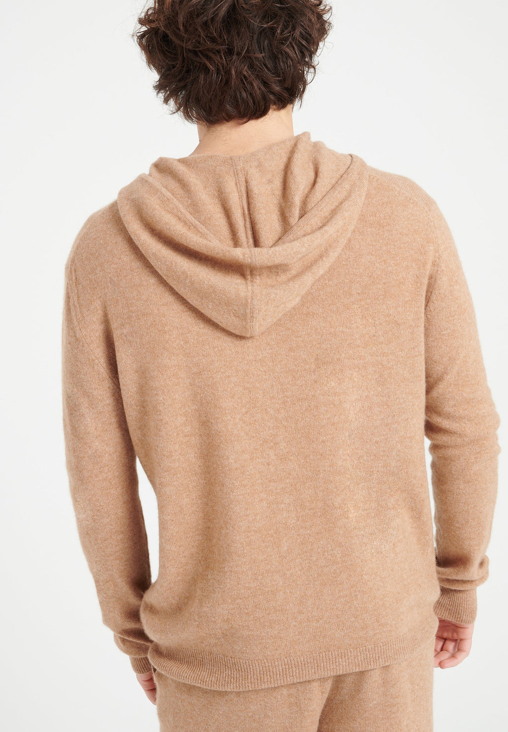 LUKE 6 Camel cashmere zip hoodie