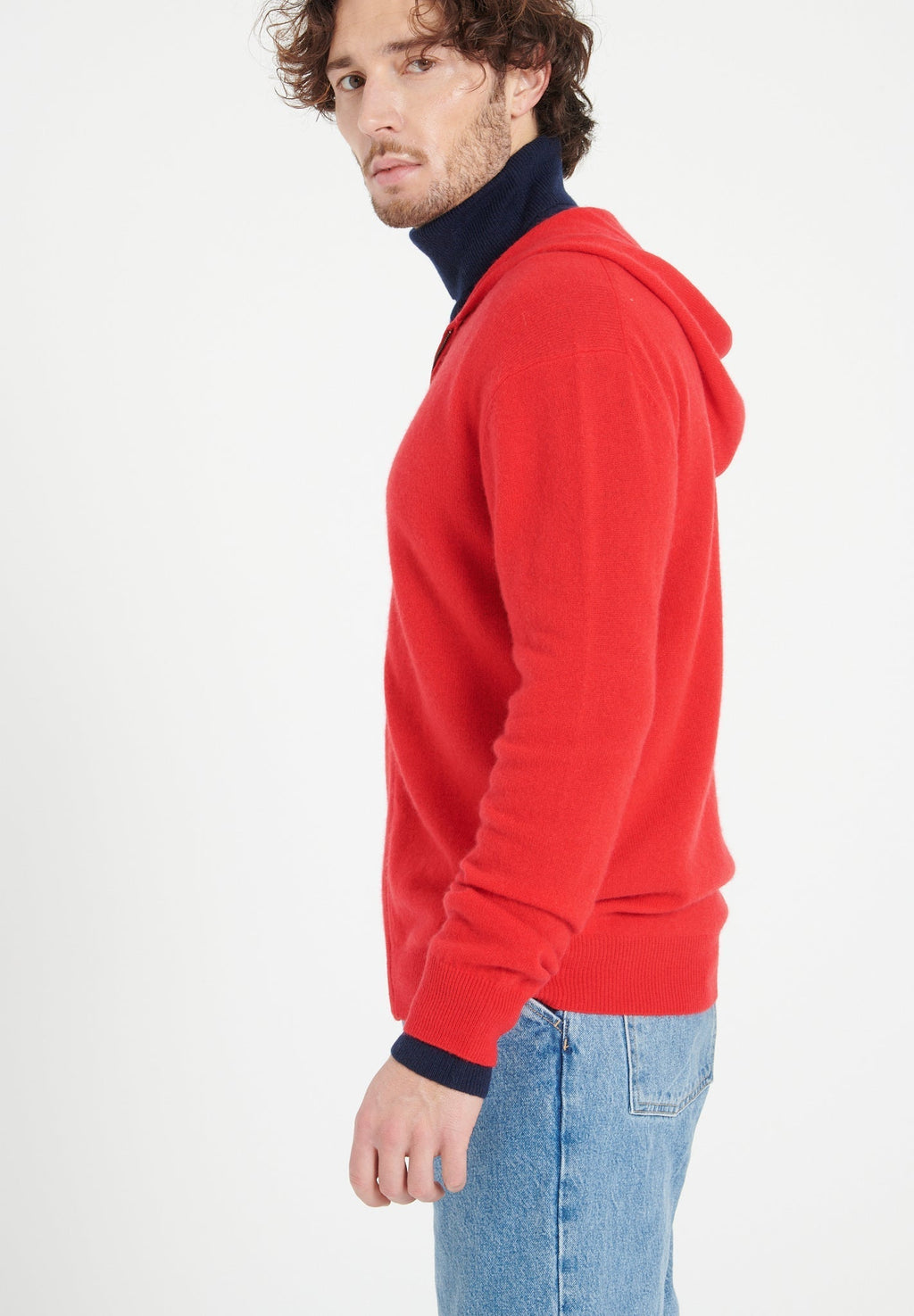 LUKE 6 Red cashmere zip hoodie