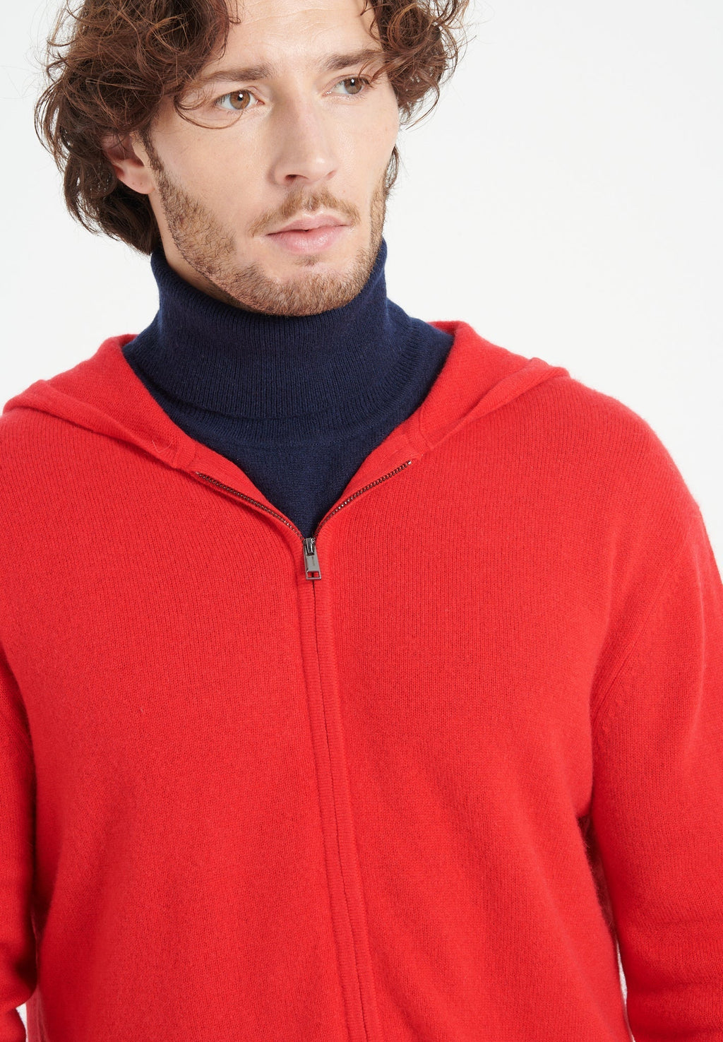 LUKE 6 Red cashmere zip hoodie