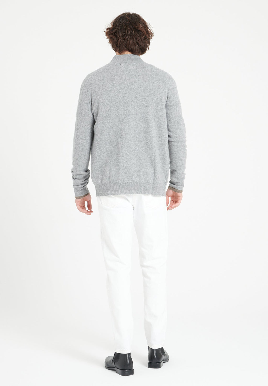 LUKE 8 Light grey cashmere zip cardigan