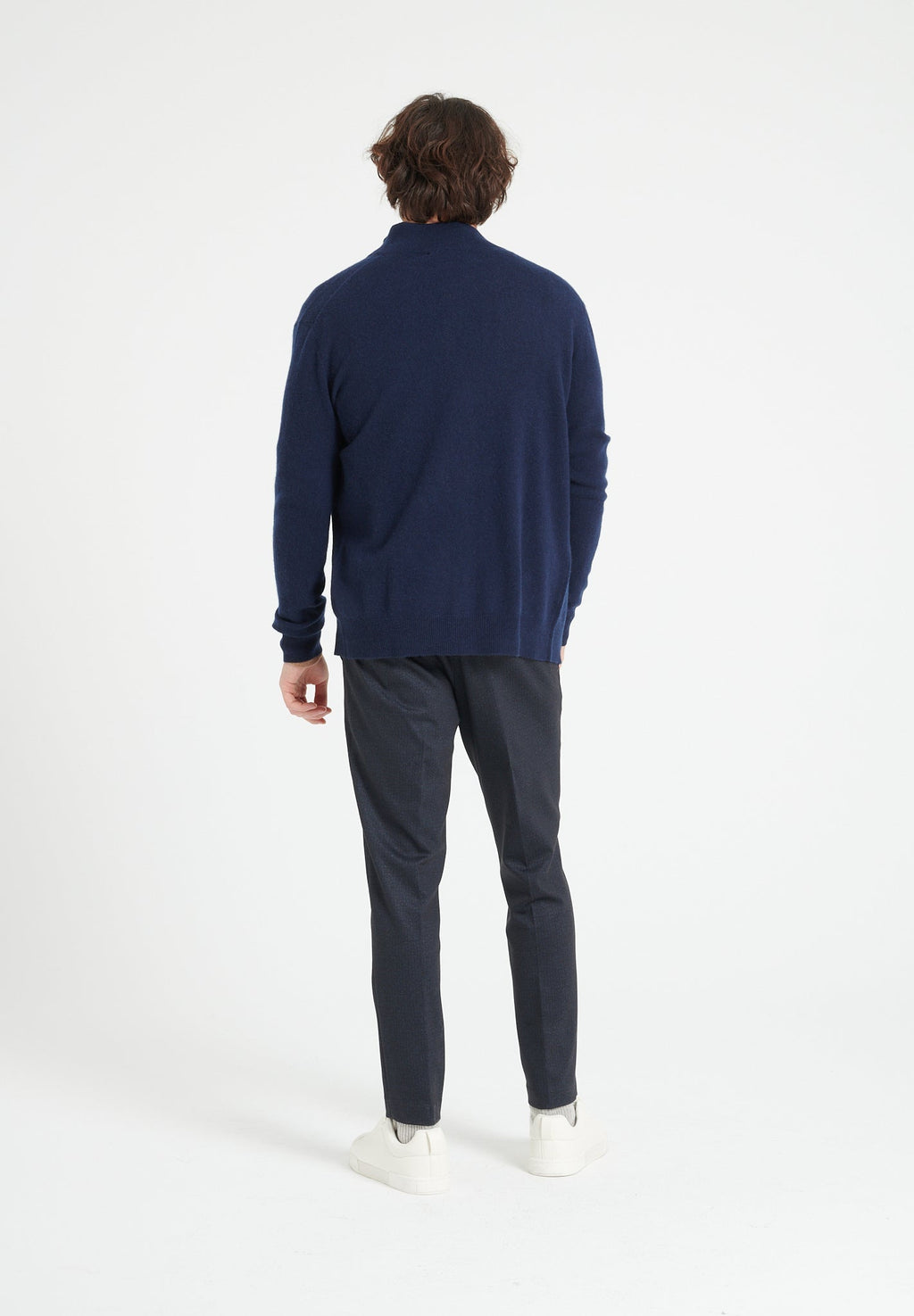 LUKE 8 Zipped cashmere cardigan in navy blue