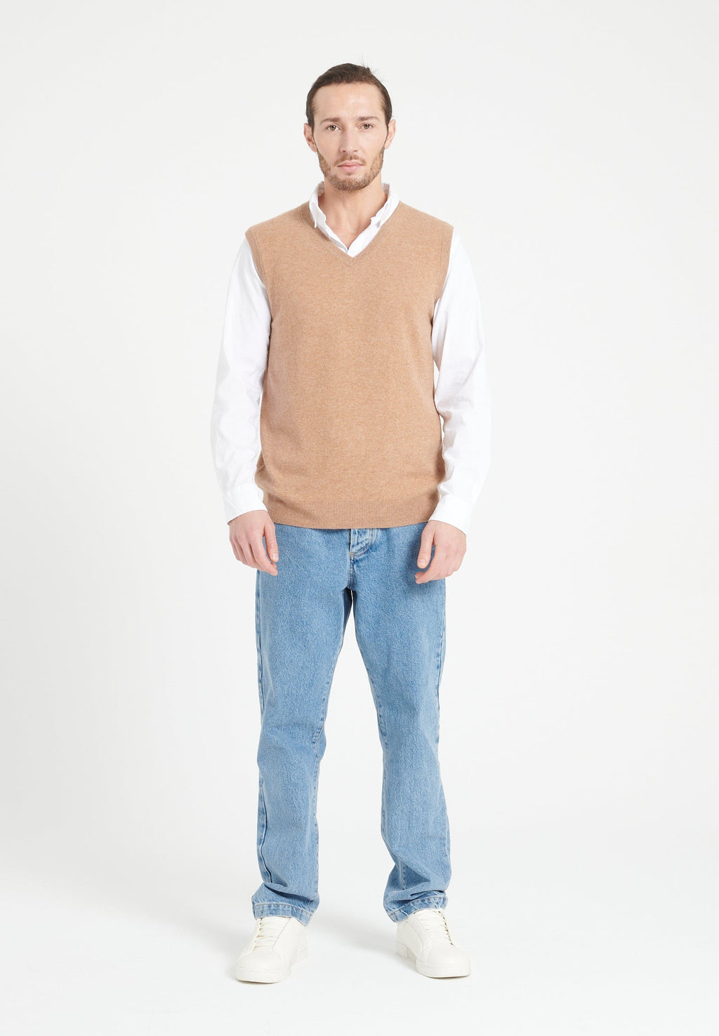 LUKE 9 Sleeveless camel cashmere cardigan