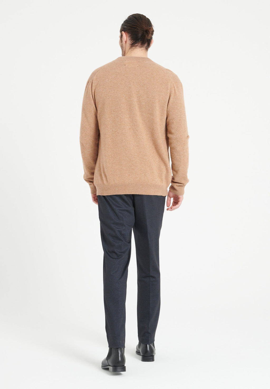 LUKE 10 Cashmere bomber neck cardigan in camel