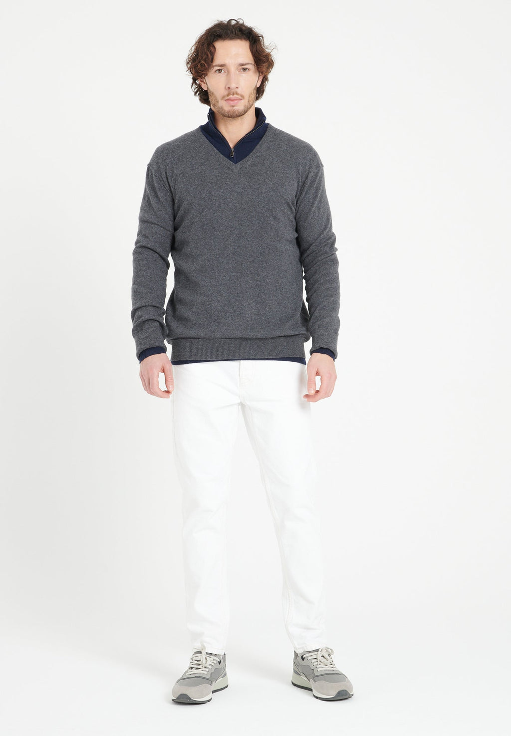 LUKE 11 V-neck cashmere sweater anthracite grey