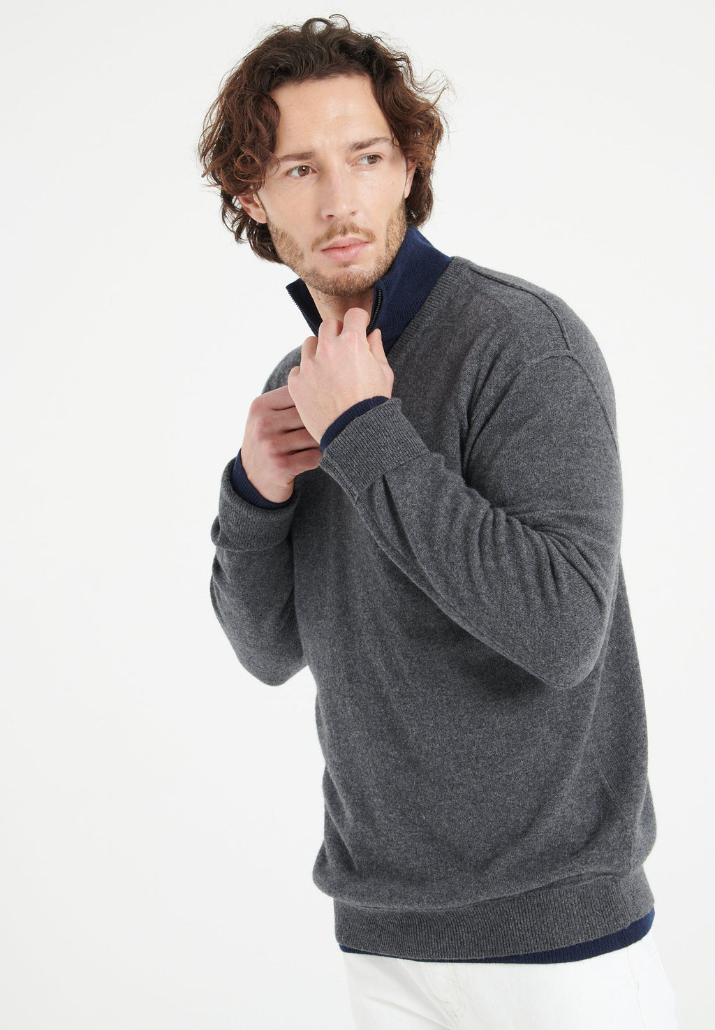 LUKE 11 V-neck cashmere sweater anthracite grey