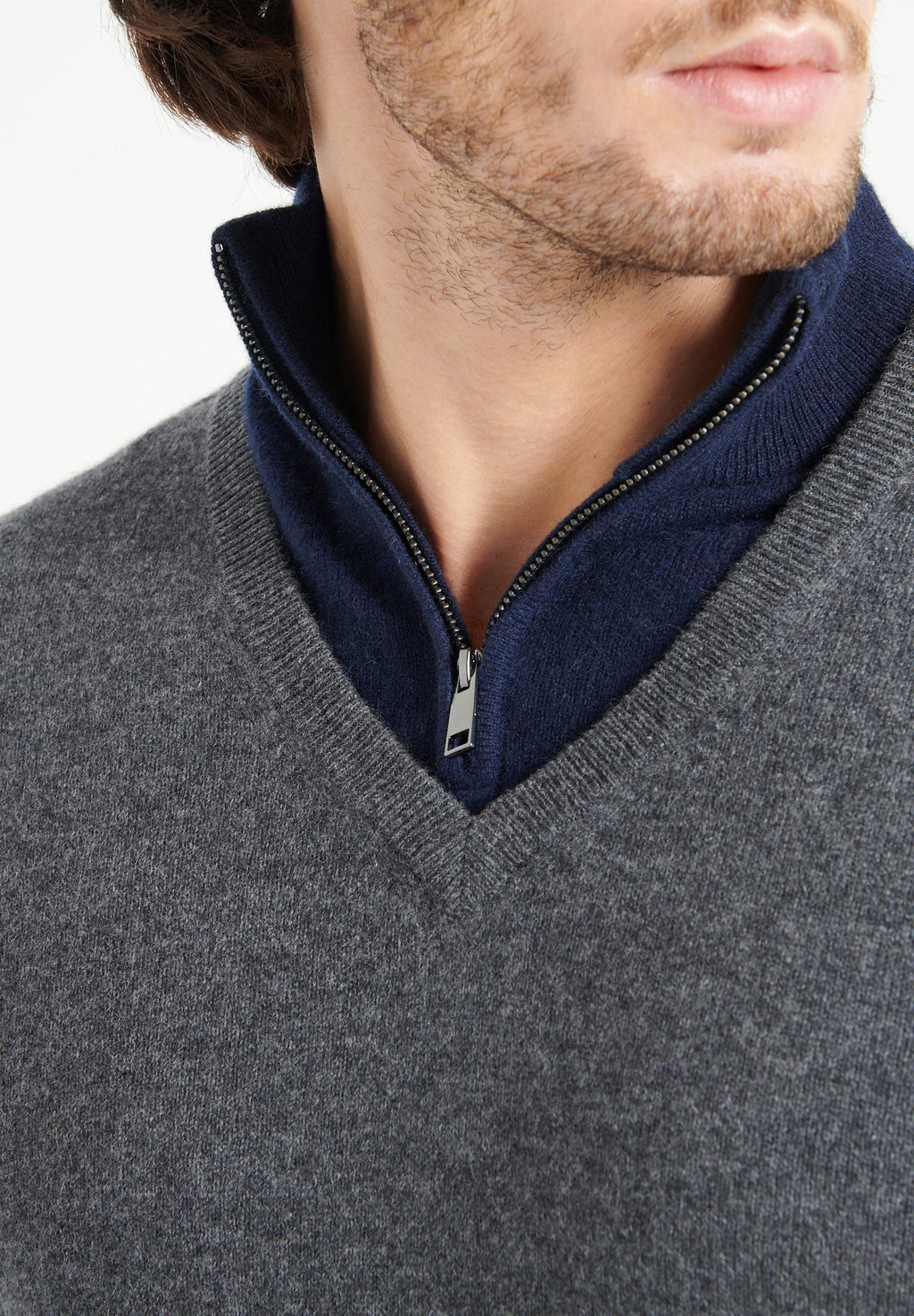 LUKE 11 V-neck cashmere sweater anthracite grey