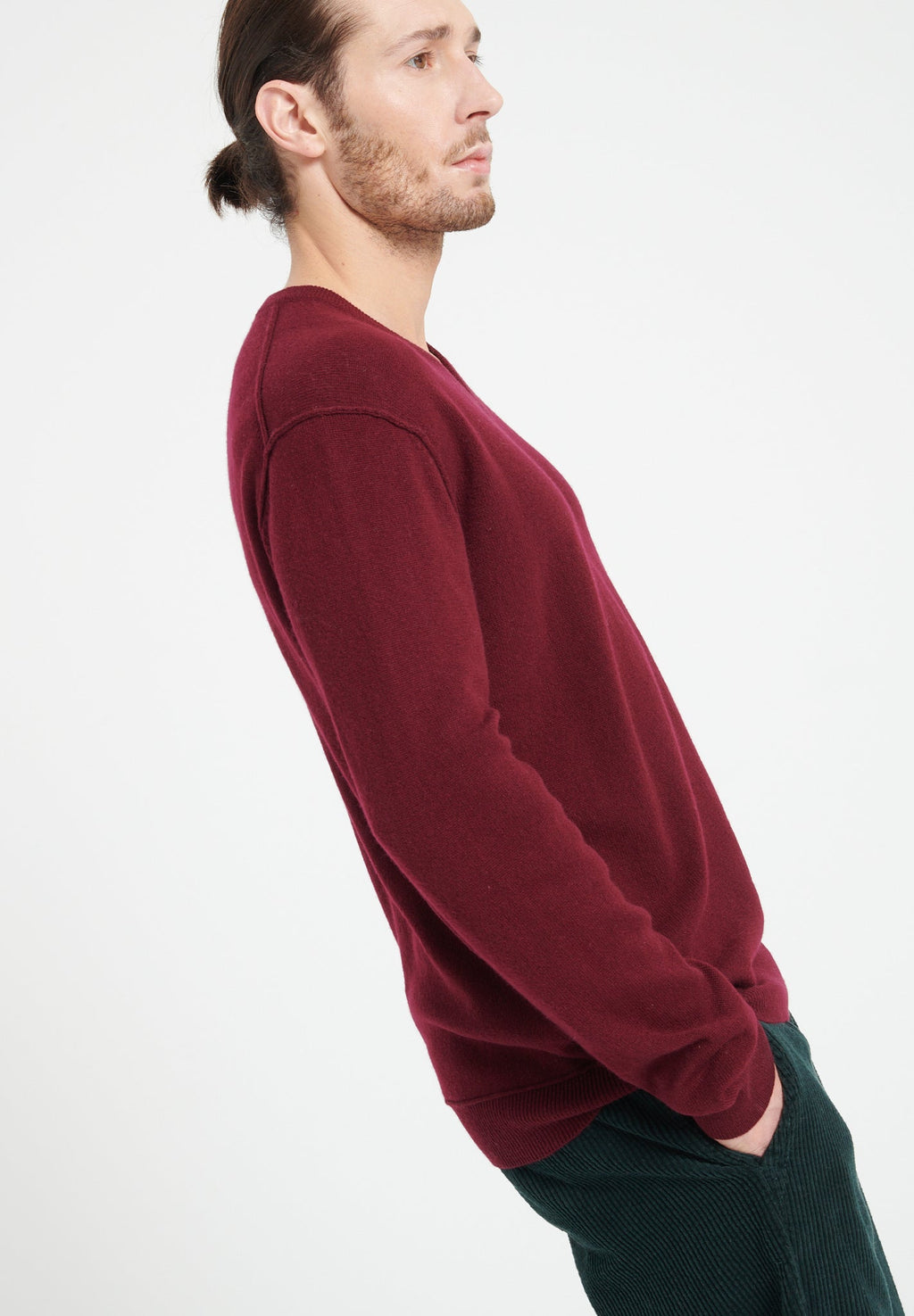 LUKE 11 V-neck cashmere sweater burgundy red