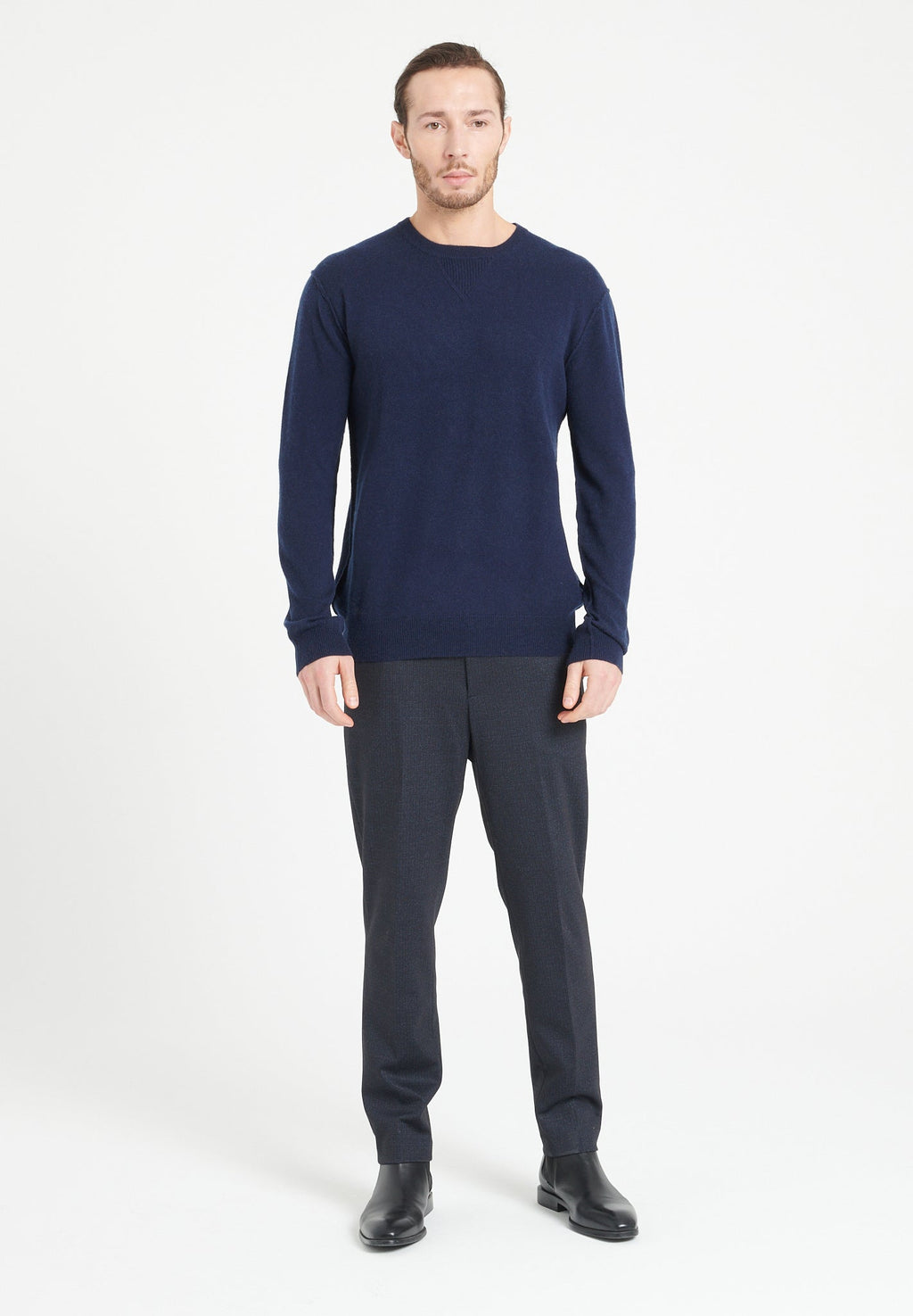 LUKE 12 Round-neck cashmere sweater navy blue