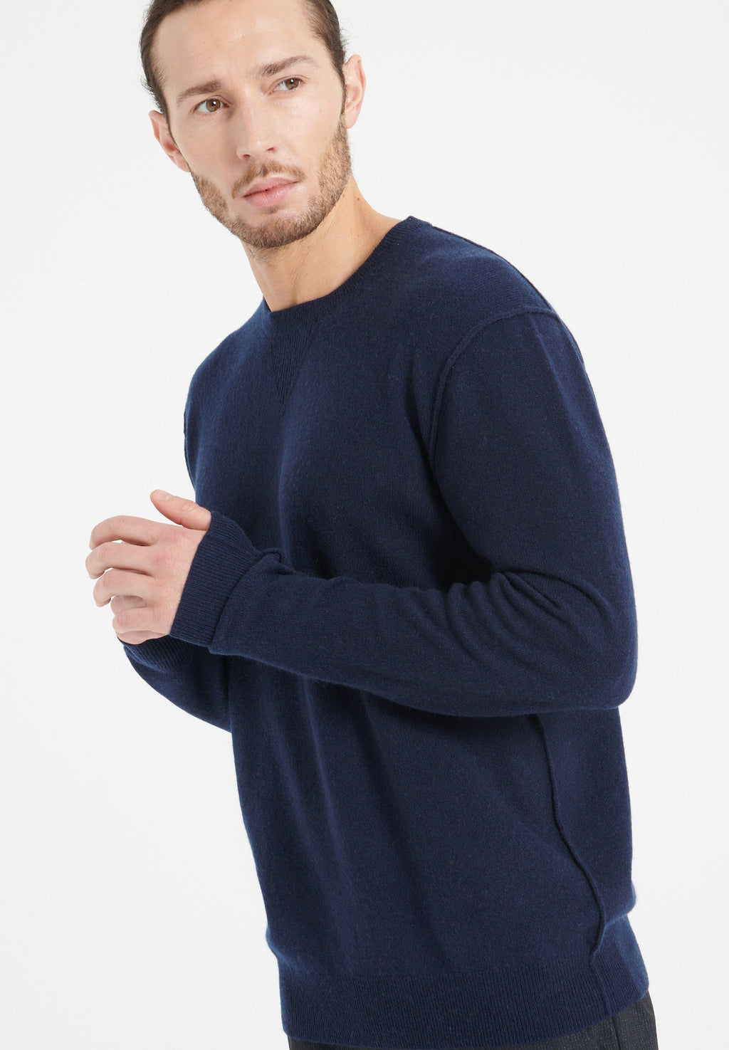 LUKE 12 Round-neck cashmere sweater navy blue