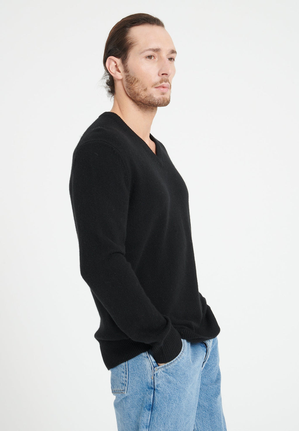 LUKE 13 4-thread cashmere V-neck sweater black