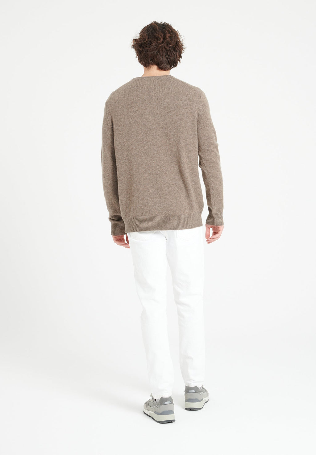 LUKE 13 4-thread cashmere V-neck sweater in taupe