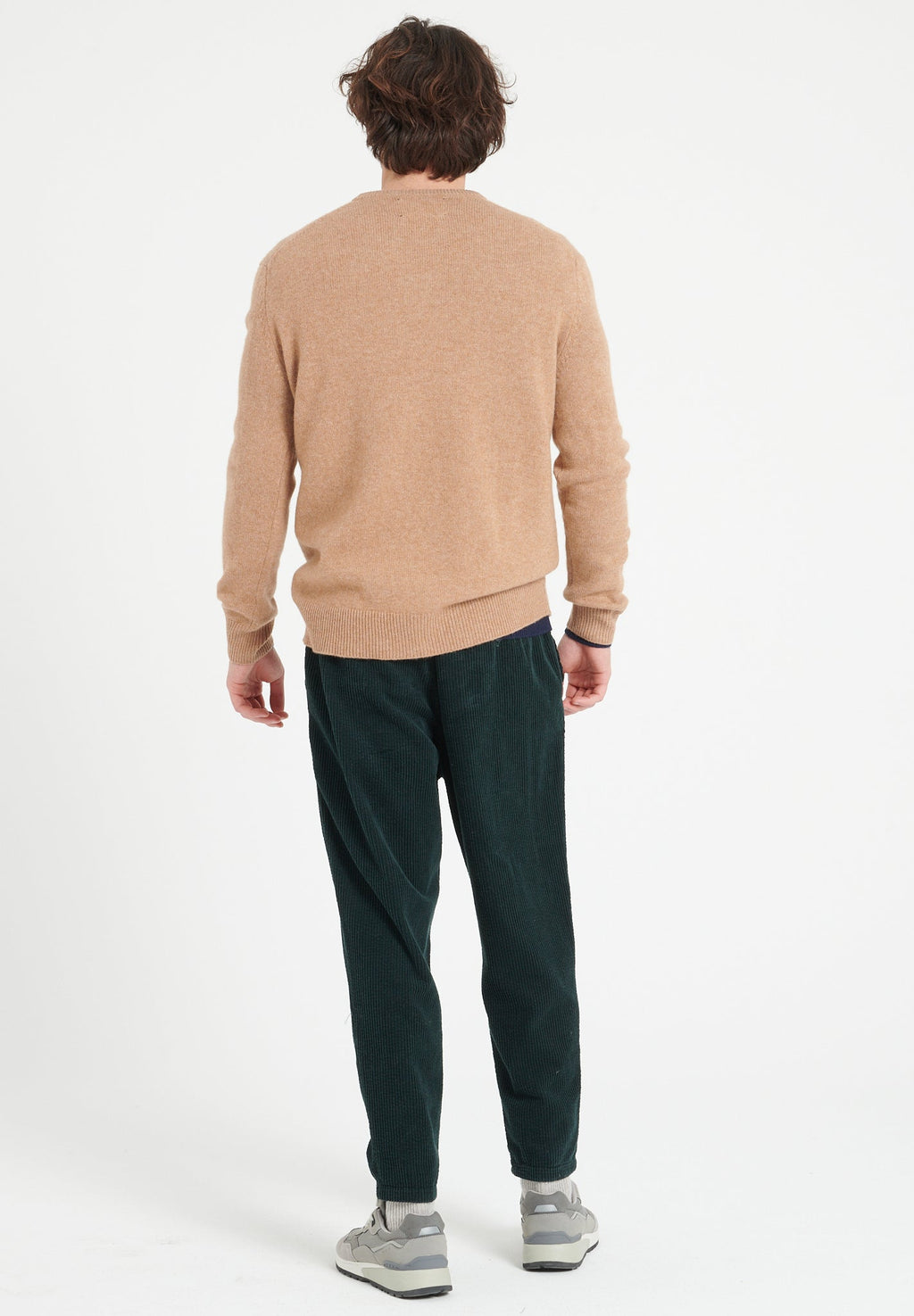 LUKE 13 Camel 4-thread cashmere V-neck sweater