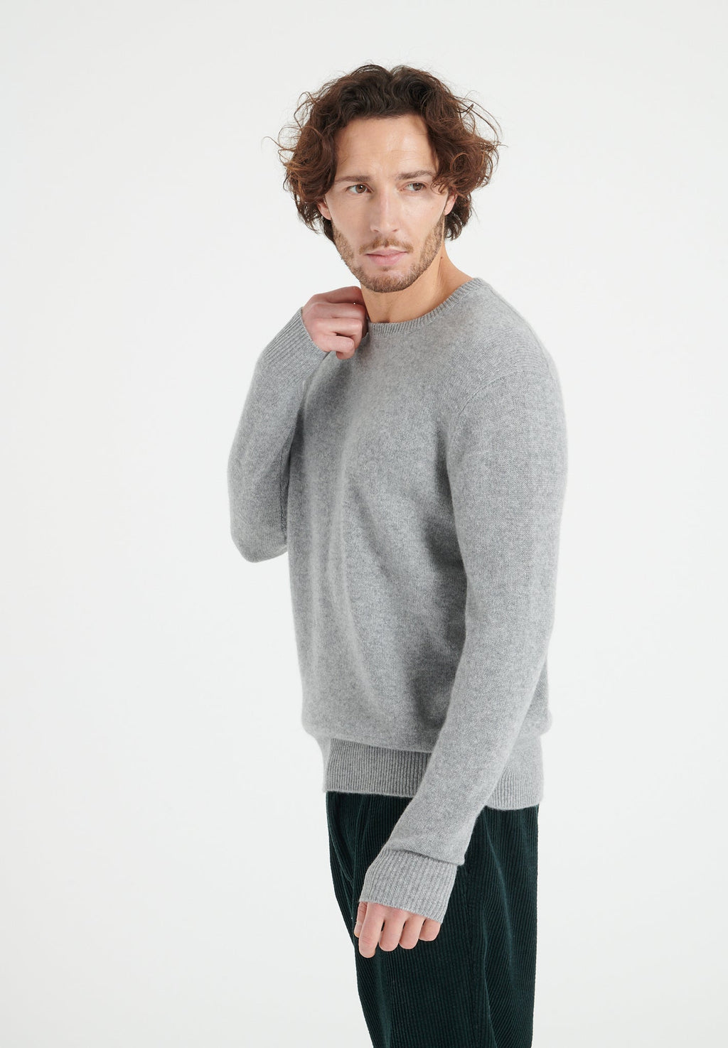 LUKE 14 4-thread cashmere round-neck sweater light grey