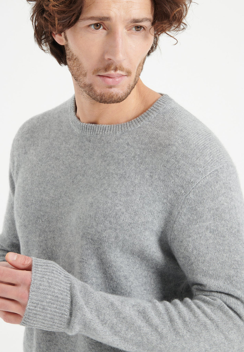 LUKE 14 4-thread cashmere round-neck sweater light grey